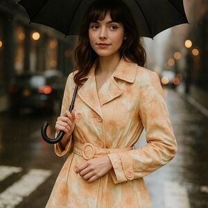 Floral Beige Trench Coat